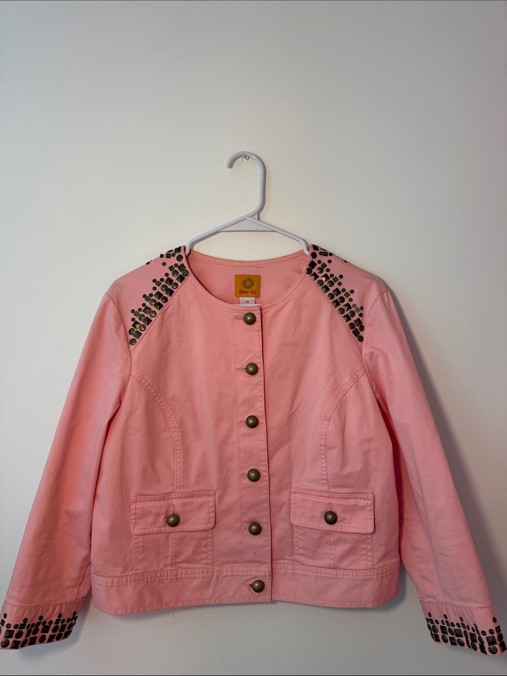 Ruby Rd. Pink Stud-Embellished Utility Jacket